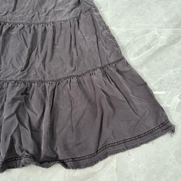 Women’s By Anthropologie Jenee Tiered Ruffle Washed Black Tunic Dress Medium - Picture 6 of 16